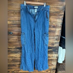 Happily Grey Lyocell Cargo Pants Elastic Waist Blue Size 9/29